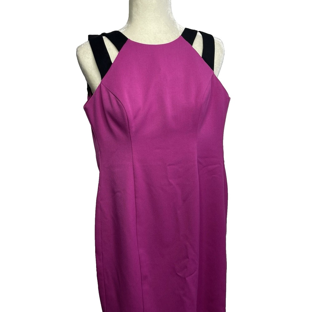 Black Halo Fuchsia Bodycon Dress Structured Strappy Sleeveless Size 2 Barbiecore - Picture 4 of 10